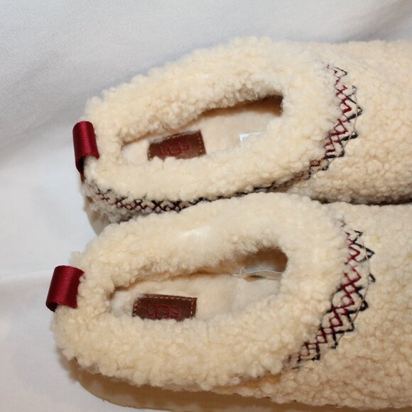 NEW UGG WOMEN'S TAZZ SHEARLING BRAID TASMAN‎ PLATFORM SLIPPERS NATURAL - Picture 3 of 6